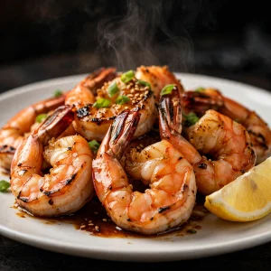 Grilled shrimp with sesame seeds, green onions, and lemon - hibachi entree option