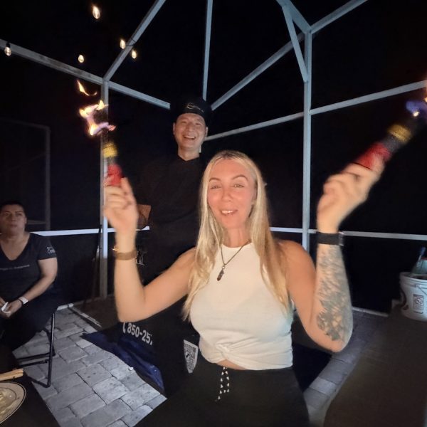 Hibachi fire show at a Kendall backyard party