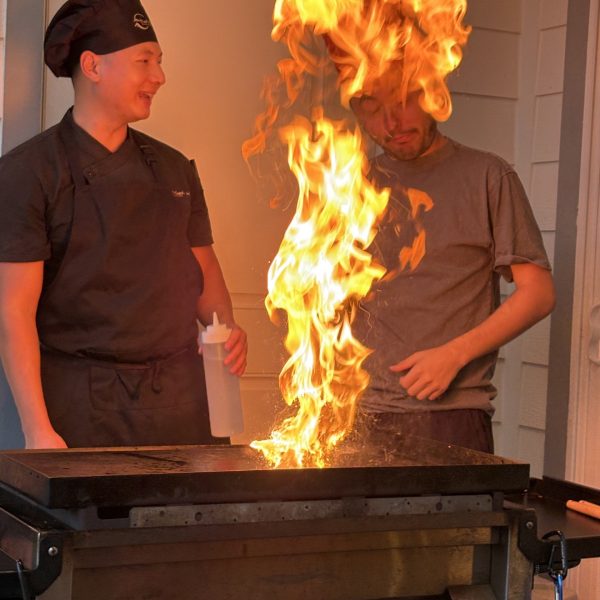 Fresh hibachi dinner prepared in Palmetto Bay